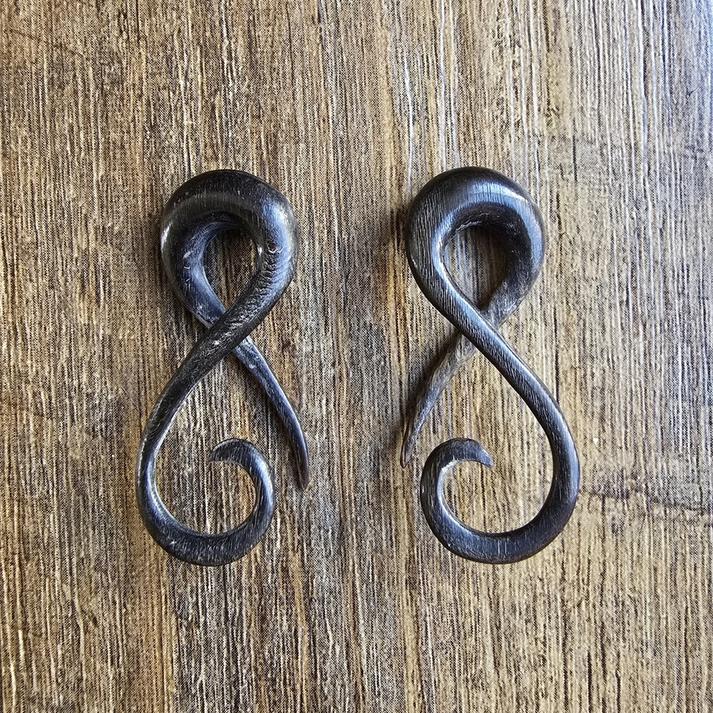 Gauge 4 Wooden Spiral Earrings